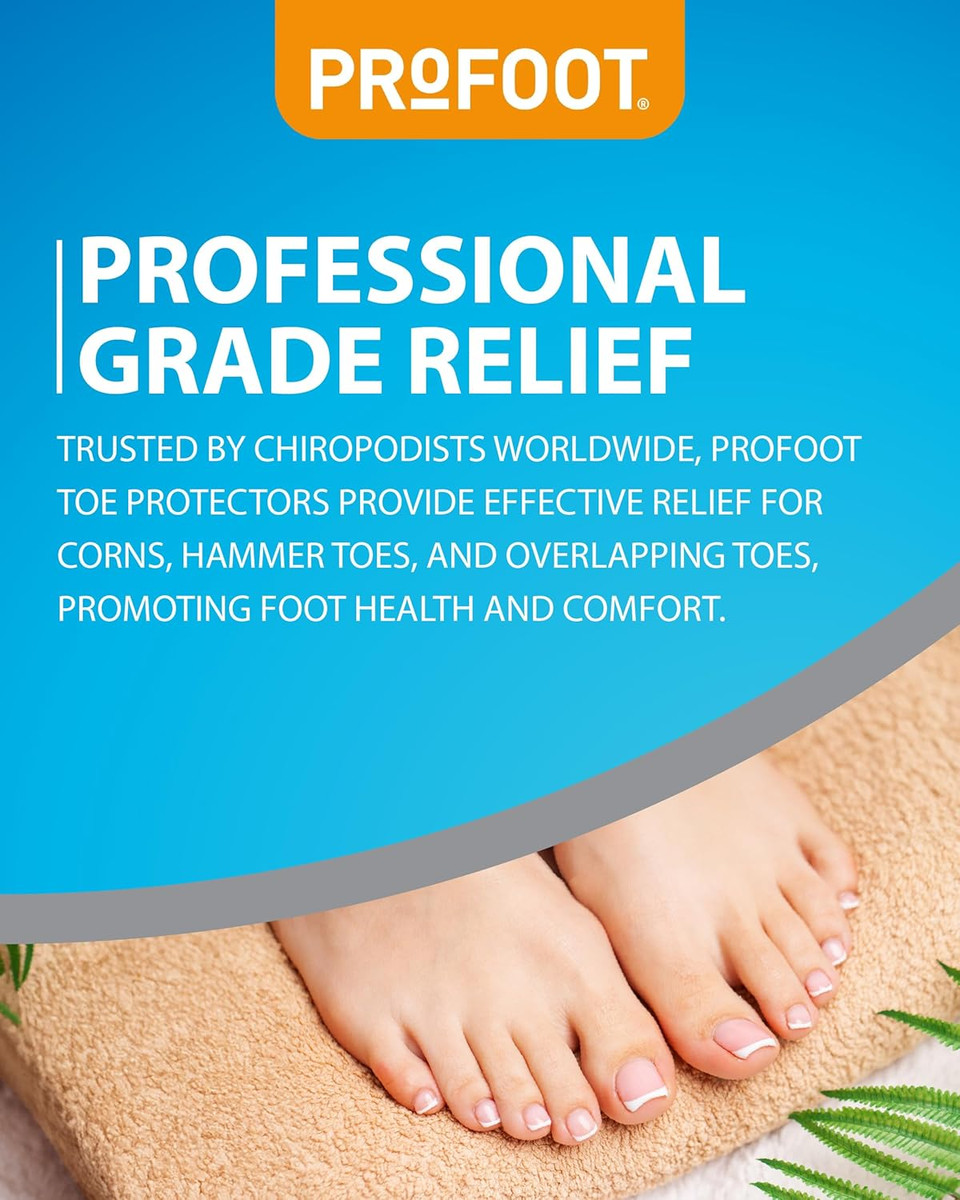 Profoot Soft Gel Toe Protectors - Pain Relief for Corns, Hammer Toes, and Overlapping Toes - Toe Protectors for Feet - (2 Pack)