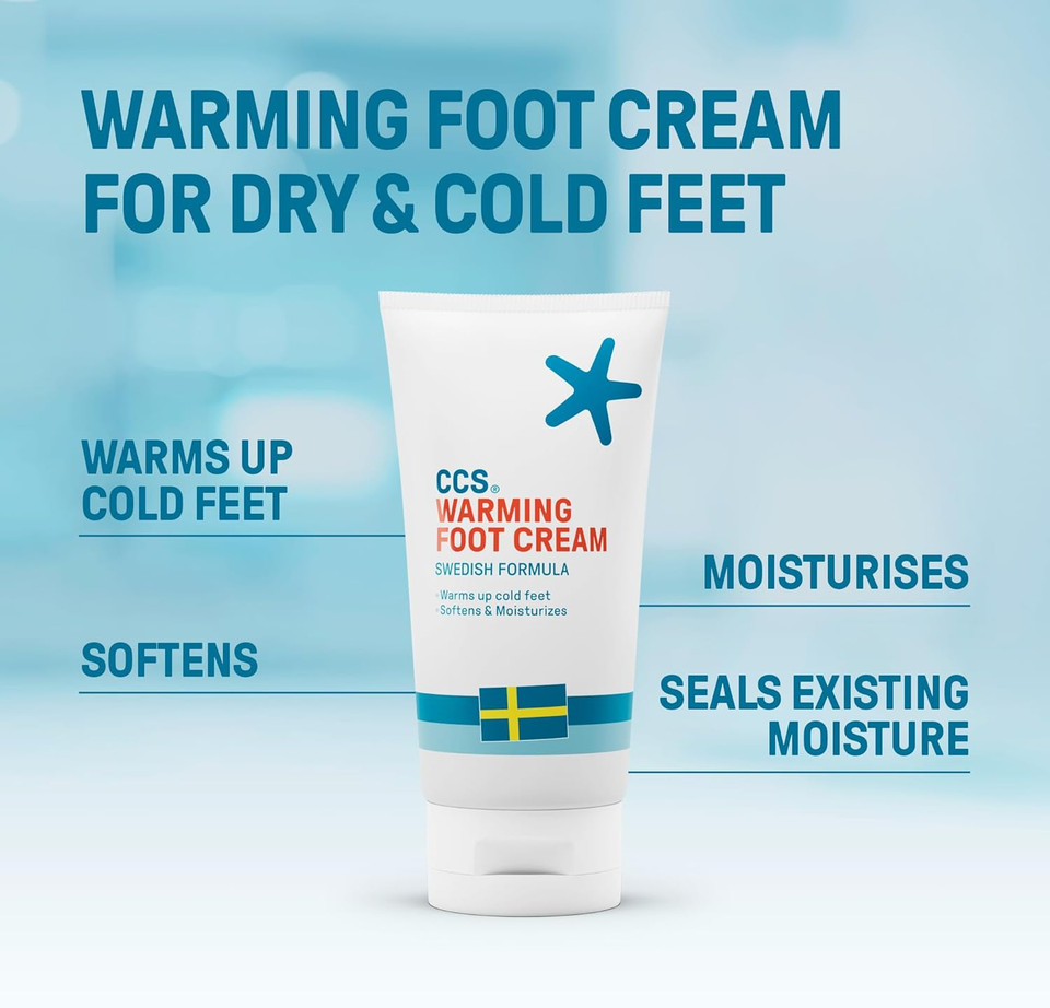 CCS Warming Foot Cream 150 ml - Moisturise and Soften Dry Skin and Cold Feet with a warming sensation