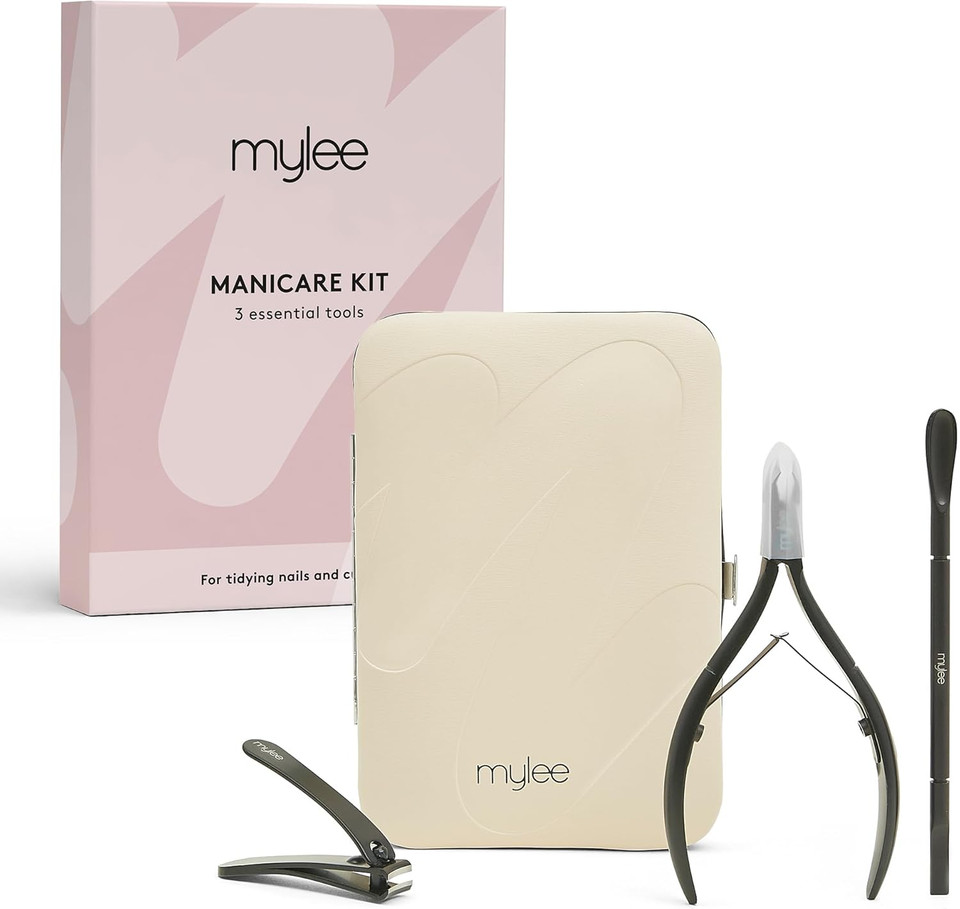 Mylee Manicare Kit  Three Professional, Sleek, Matte Black, Stainless Steel, Salon-Quality Nail Tools In One Stylish Case  Includes Cuticle Nippers, Small Nail Clipper & Dual-Ended Cuticle Pusher