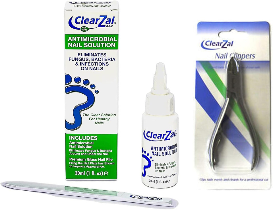 Combo Pack - ClearZal Fungal Nail Treatment | Antimicrobial Nail Solution 30ml | ClearZal Barrel Nail Clippers- Heavy Duty Professional Clippers for Thick Tough Nails