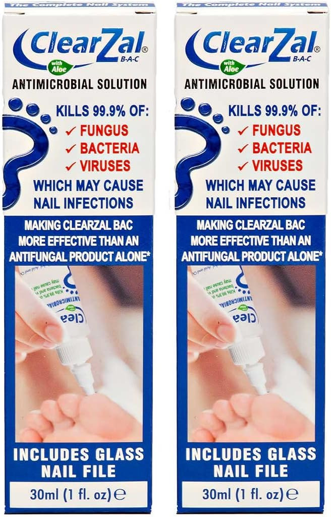 ClearZal Fungal Nail Treatment | Antimicrobial Nail Solution 30ml | Kills Fungus, Bacteria and Viruses | Double Pack