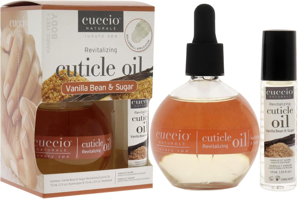 Cuccio Naturale Revitalizing Cuticle Oil Duo Pack - Vanilla Bean & Sugar - 73ml (2.5oz) & 10ml Roll-on