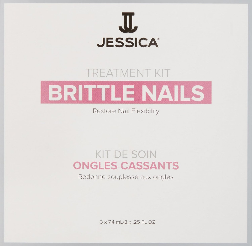 JESSICA Nail Strengthener and Repair Treatment for Brittle Nails, 3 Step Nailcare Kit with Cuticle Oil, Recovery Base, and Brilliance Top Coat, Clear, Fast Drying