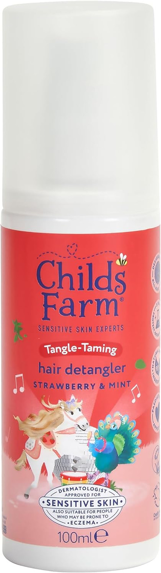 Childs Farm Tangle Taming Hair Detangler Spray, Heat Styling Protector, Strawberry and Mint, Children, Kids, 100ml Childs Farm Tangle Taming Hair Detangler Spray, Heat Styling Protector, Strawberry and Mint, Children, Kids, 100ml