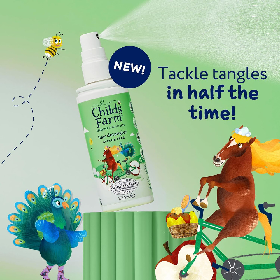 Childs Farm 3 in 1 Hair Detangler Spray, Heat Styling Protector, Apple and Pear Fragrance, Children, Kids, 100ml