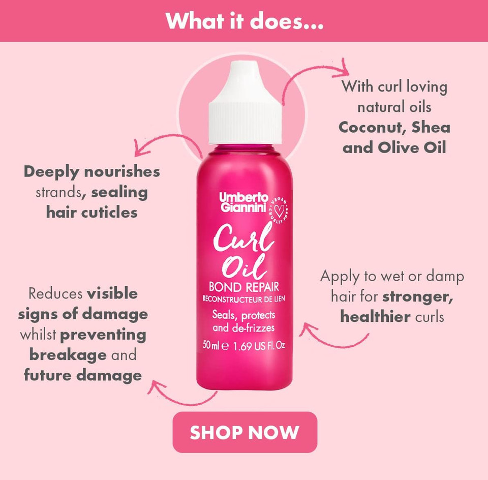 Umberto Giannini Curl Oil Bond Repair - Defrizz and Repair Hair Oil for Waves, Curls and Coils. Vegan and Cruelty Free 50ml