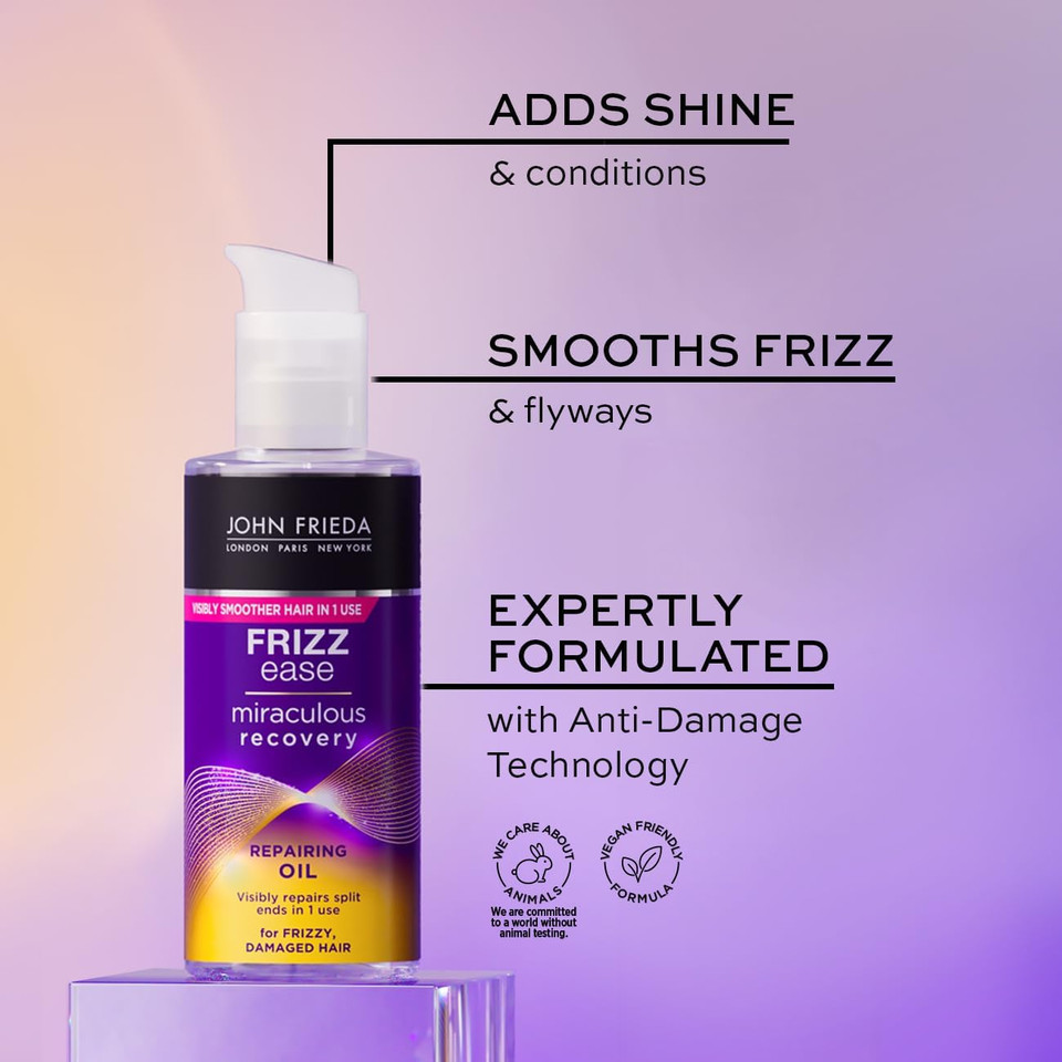 John Frieda Frizz Ease Miraculous Recovery Repairing Tropical Oil, Moisturising Hair Oil for Frizzy, Damaged Hair, 100 ml