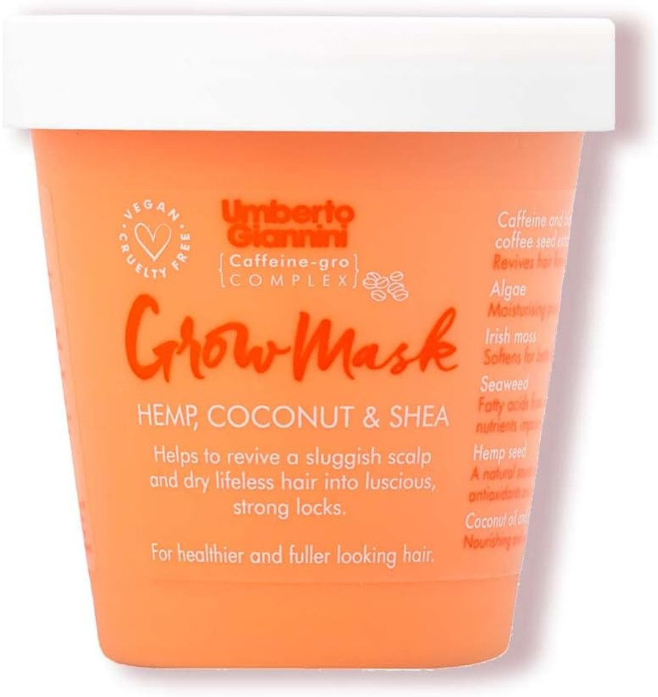 Umberto Giannini Grow Long Grow Mask For Dry, Damaged, Chemically Treated Hair. Creates Thicker, Fuller Hair - Hair Loss Treatment with Caffeine for Thin Hair - Vegan & Cruelty Free