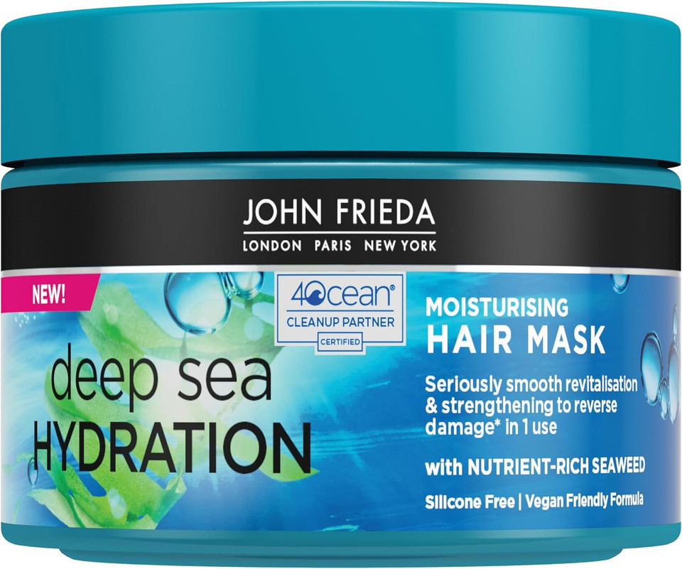 John Frieda Deep Sea Hydration Moisturising Hair Mask, Deep Conditioning Smoothing Treatment for Dry, Damaged Hair 250ml