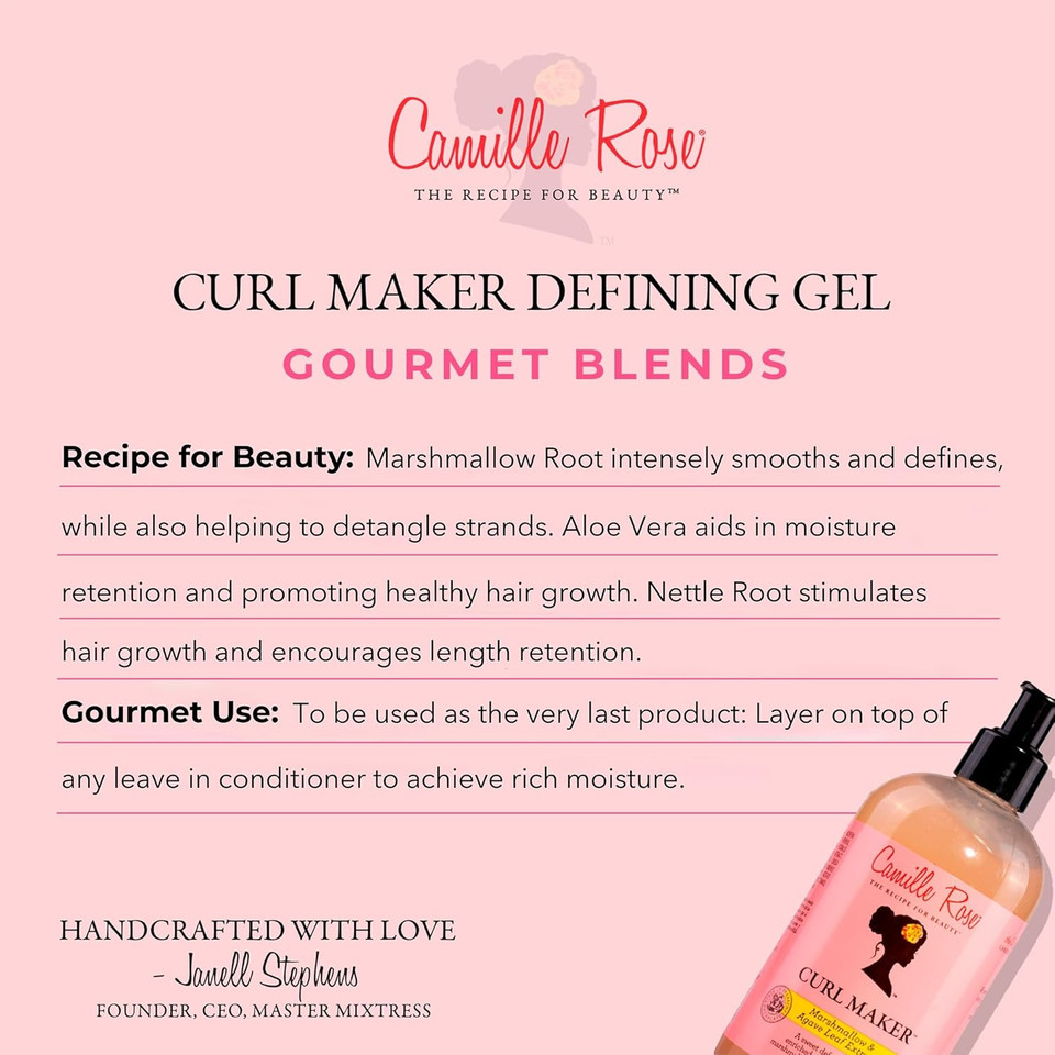 Camille Rose Fresh Curl 2 in 1 Hair Styling Cream and Detangler Gel, Nourishing and Styling, Avocado and Castor Oil, 240 ml (Pack of 1)