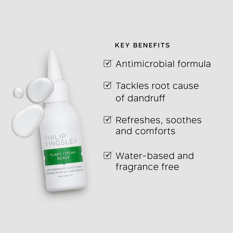 Philip Kingsley | Flaky/Itchy Scalp Toner | Anti Dandruff Toner for Dry and Oily Scalps | Soothing and Calming Scalp Care Products | Refreshes, Relieves, Soothes, and Comforts The Scalp | 75ml