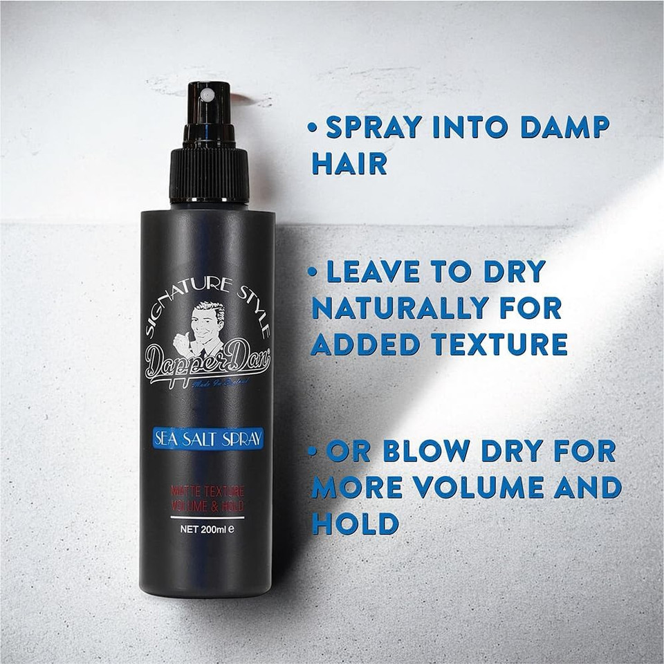 Dapper Dan Signature Style Gift Set, Includes High Hold and Low Shine Signature Style Paste 100ml, Texturizing Signature Style Sea Salt Spray 200ml and Hair and Body Shampoo with Vitamin B5 300ml