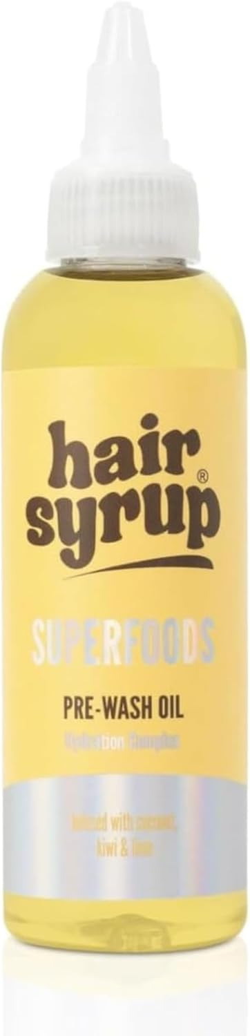 Hair Syrup | Superfoods Pre-Wash Hair Oil | Enriched with Coconut, Kiwi & Line | For Damaged, Dehydrated Hair Needing TLC | 12 Nutrient-Rich Ingredients | Vegan | 100% Natural | 100ml