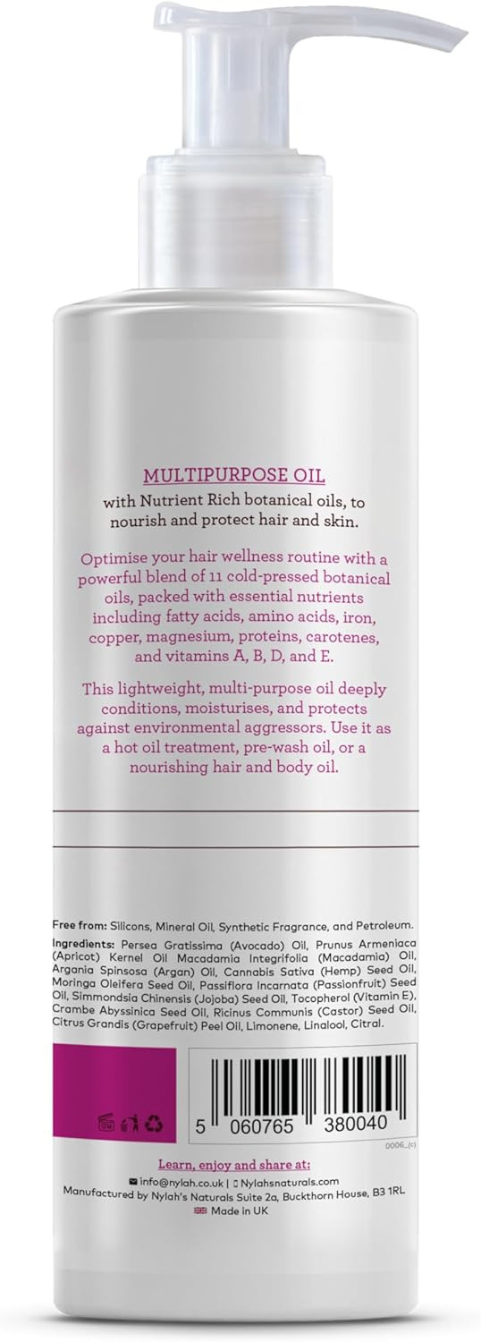NYLAH Super Seed Oil 200ml lightweight, non-greasy oil for protective styles  locks in moisture, adds shine & reduces frizz for natural & afro-textured hair