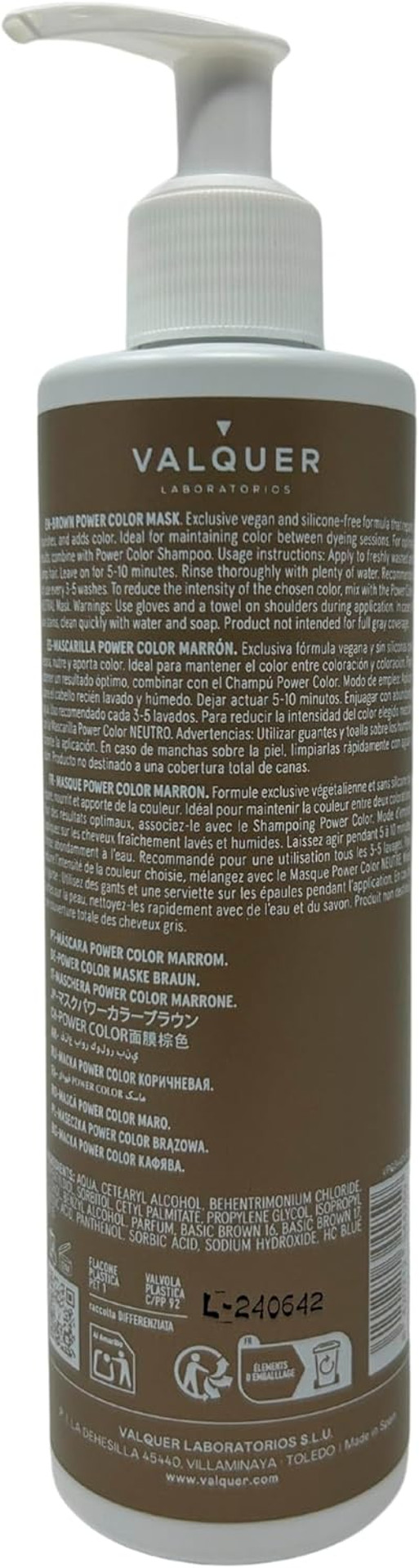 V?quer Professional Power Colour Dyed Hair Mask - Vegan and Sulfate- (Brown Hair) - Hair Colour Booster - 275ml V?quer Professional Power Colour Dyed Hair Mask - Vegan and Sulfate- (Brown Hair) - Hair Colour Booster - 275ml