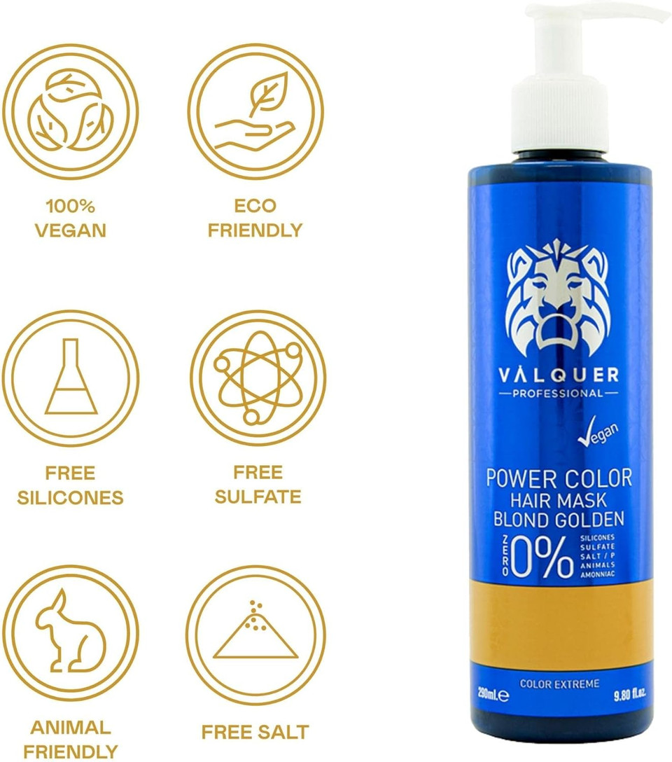 V?quer Professional Power Colour Dyed Hair Mask - Vegan and Sulfate- (Golden Blonde) - Hair Colour Booster - 275ml V?quer Professional Power Colour Dyed Hair Mask - Vegan and Sulfate- (Golden Blonde) - Hair Colour Booster - 275ml
