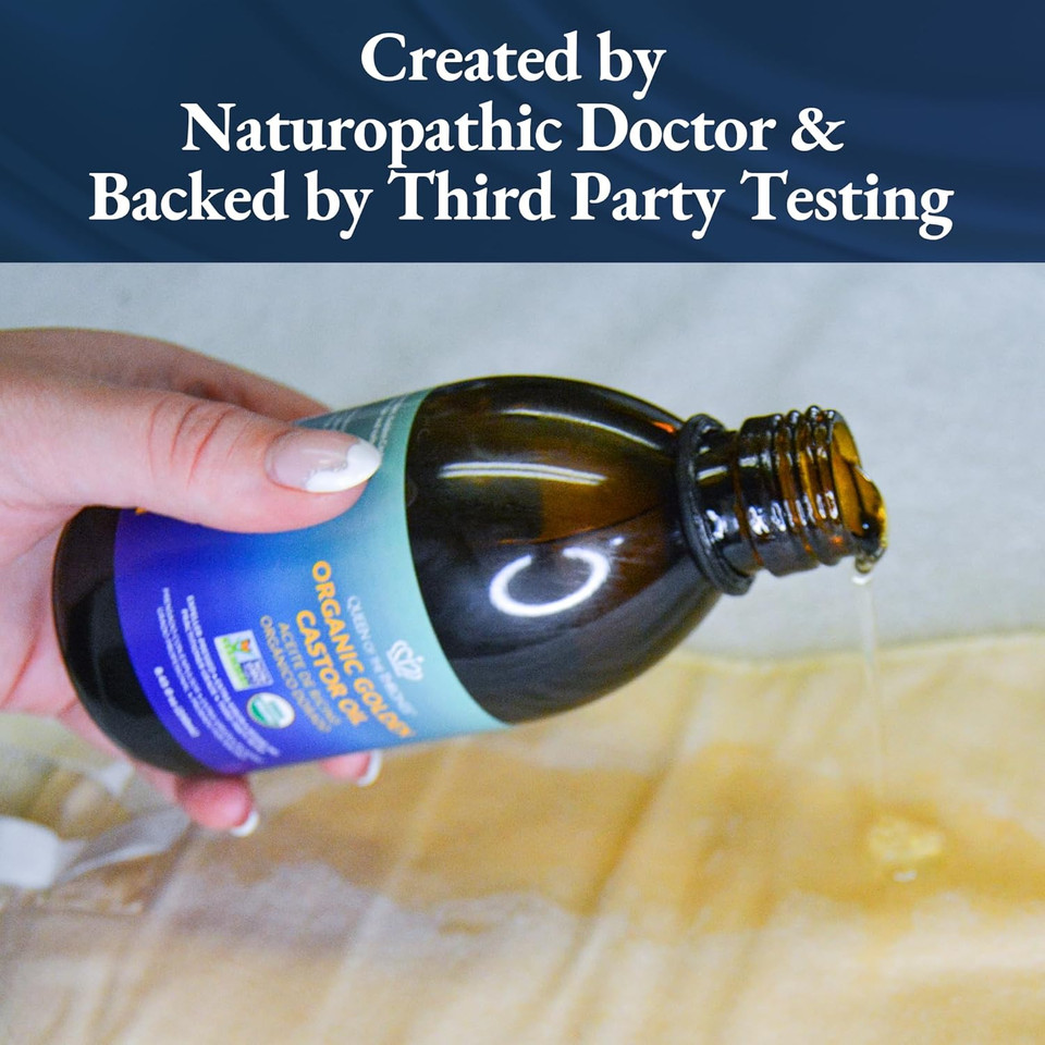 QUEEN OF THE THRONES Organic Golden Castor Oil - 8.45oz (250mL) | 100% Pure & Expeller-Pressed for Hair, Skin & Nails | Hexane-Free | USDA Certified Organic