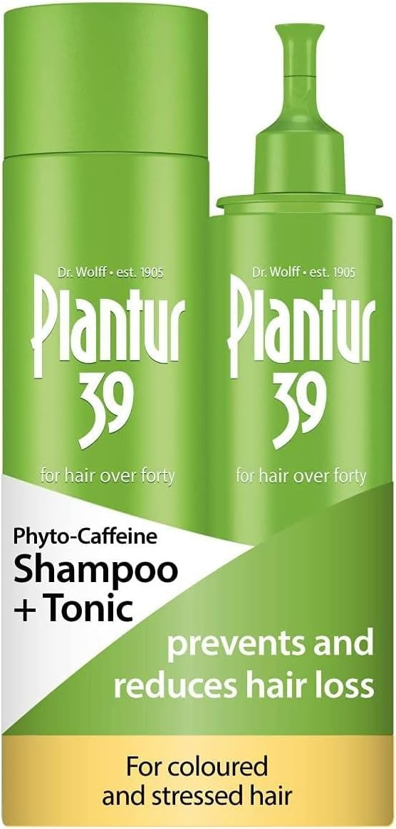 Plantur 39 Caffeine Shampoo and Tonic Prevents and Reduces Hair Loss | For Coloured Stressed Hair | Supports Hair Growth | Women Hair Care Made in Germany | Set of 250ml Shampoo and 200ml Tonic