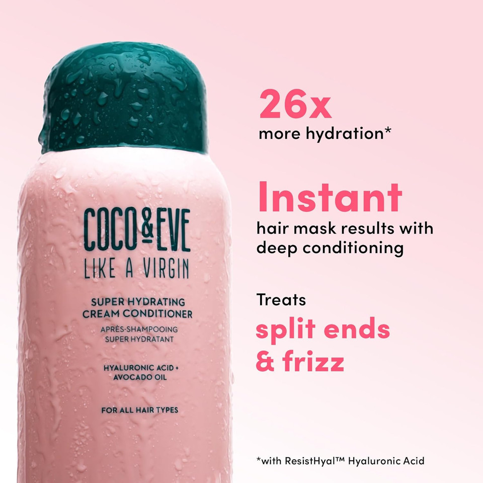 Coco & Eve Like A Virgin Super Hydrating Cream Conditioner. Sulfate free with Argan Oil & Coconut for Dry, Damaged, Color Treated, Frizzy. (280ml)