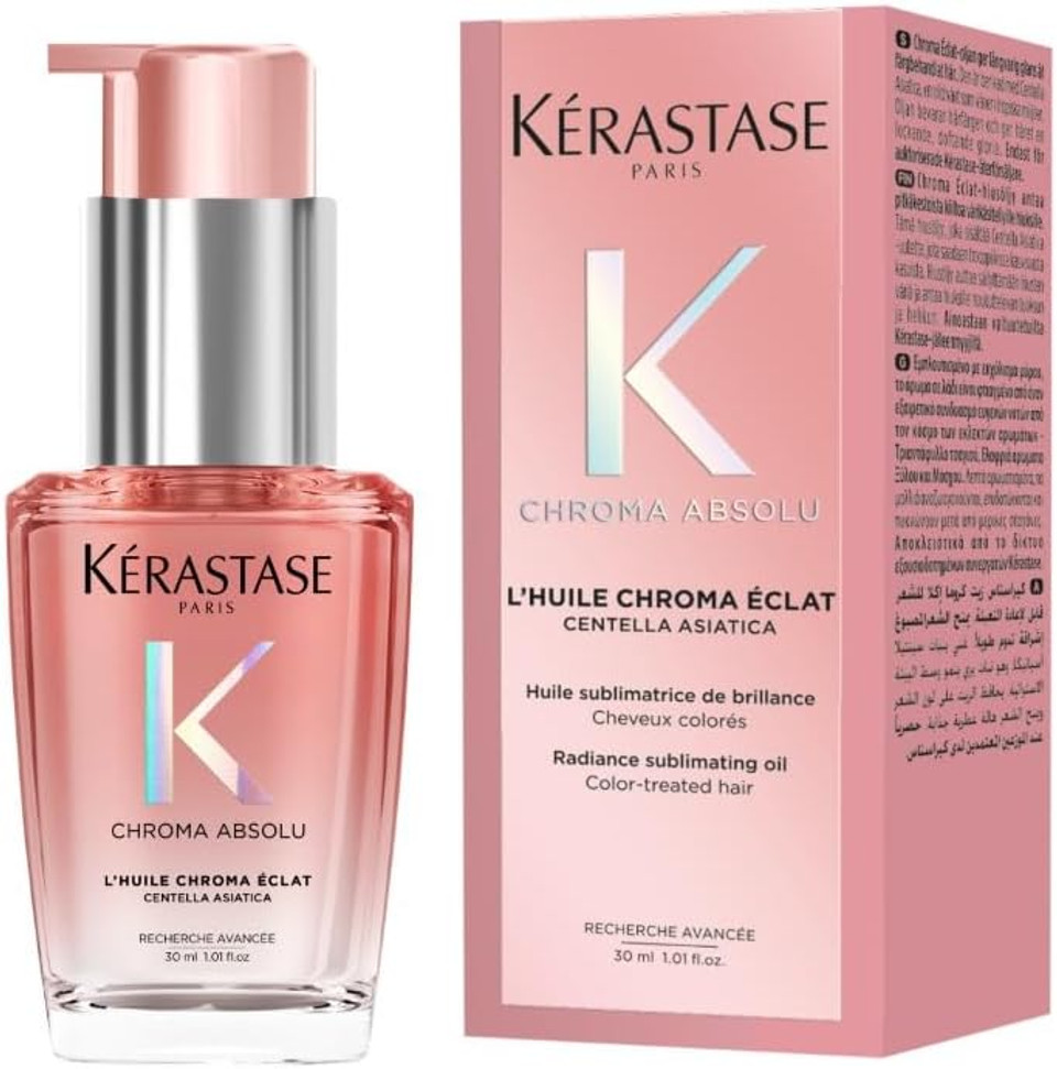 Kérastase Chroma Absolu, High Shine Hair Oil for Damaged Colour-Treated Hair, Lightweight Formula with Lactic Acid, Huile Chroma Éclat