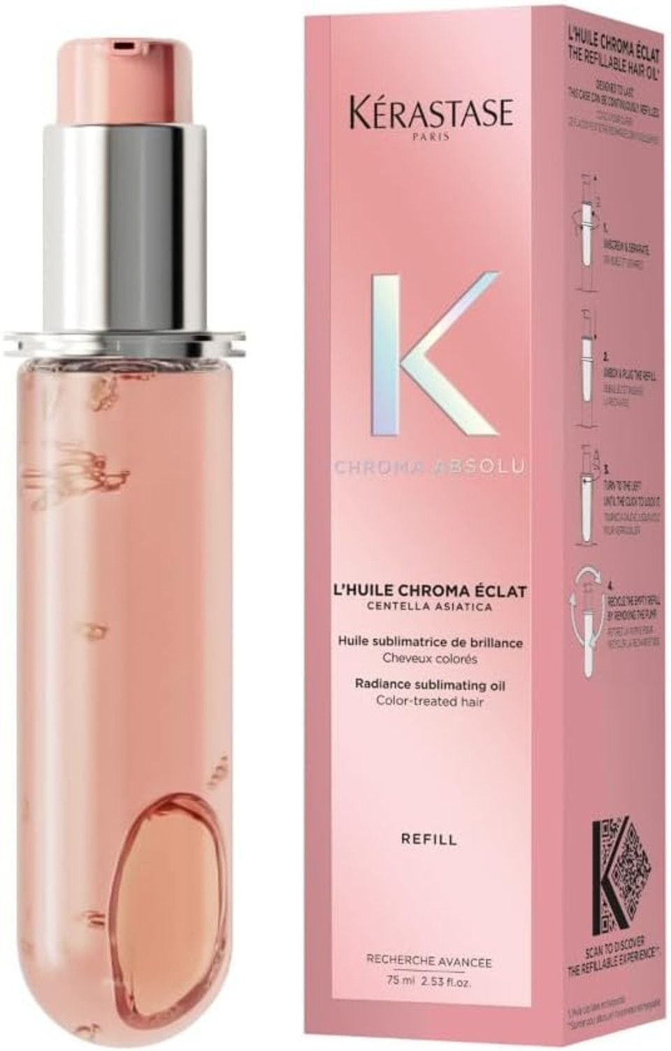 Kérastase Chroma Absolu, High Shine Hair Oil for Damaged Colour-Treated Hair, Lightweight Formula with Lactic Acid, Huile Chroma Éclat