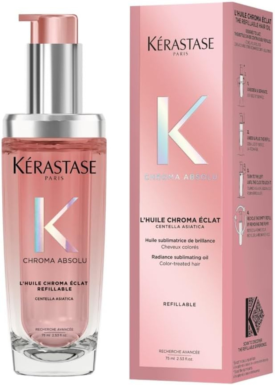 Kérastase Chroma Absolu, High Shine Hair Oil for Damaged Colour-Treated Hair, Lightweight Formula with Lactic Acid, Huile Chroma Éclat