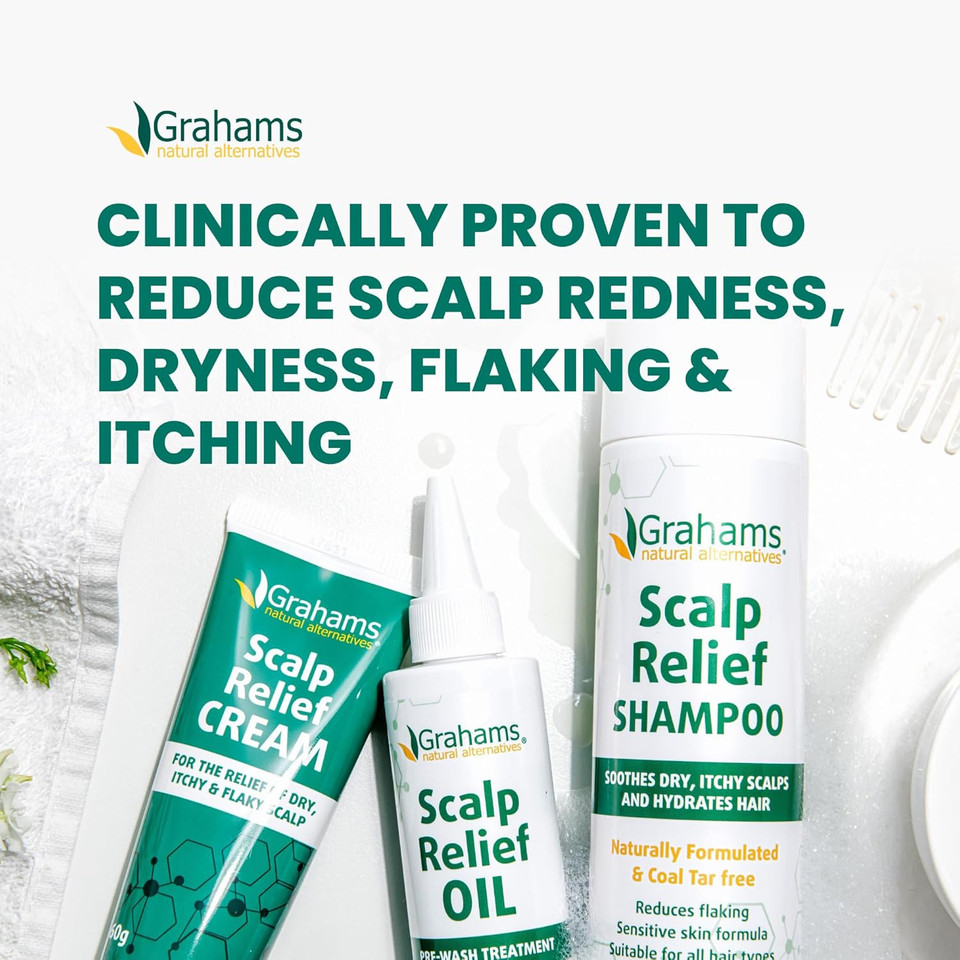 Grahams Natural Scalp Relief Oil - Scalp Treatment For Dry, Itchy & Flaky Scalp Psoriasis, Seborrheic Dermatitis & Dandruff Scalp Treatment - Hydrating, Moisturising & Exfoliating Scalp Oil (100ml)