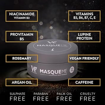 Watermans Hair Mask Growth Protein Treatment for Dry Damaged Hair, Frizzy, Broken or Bleached Hair. Best Hydrating & Conditioning for Curly, Coloured. Vegan