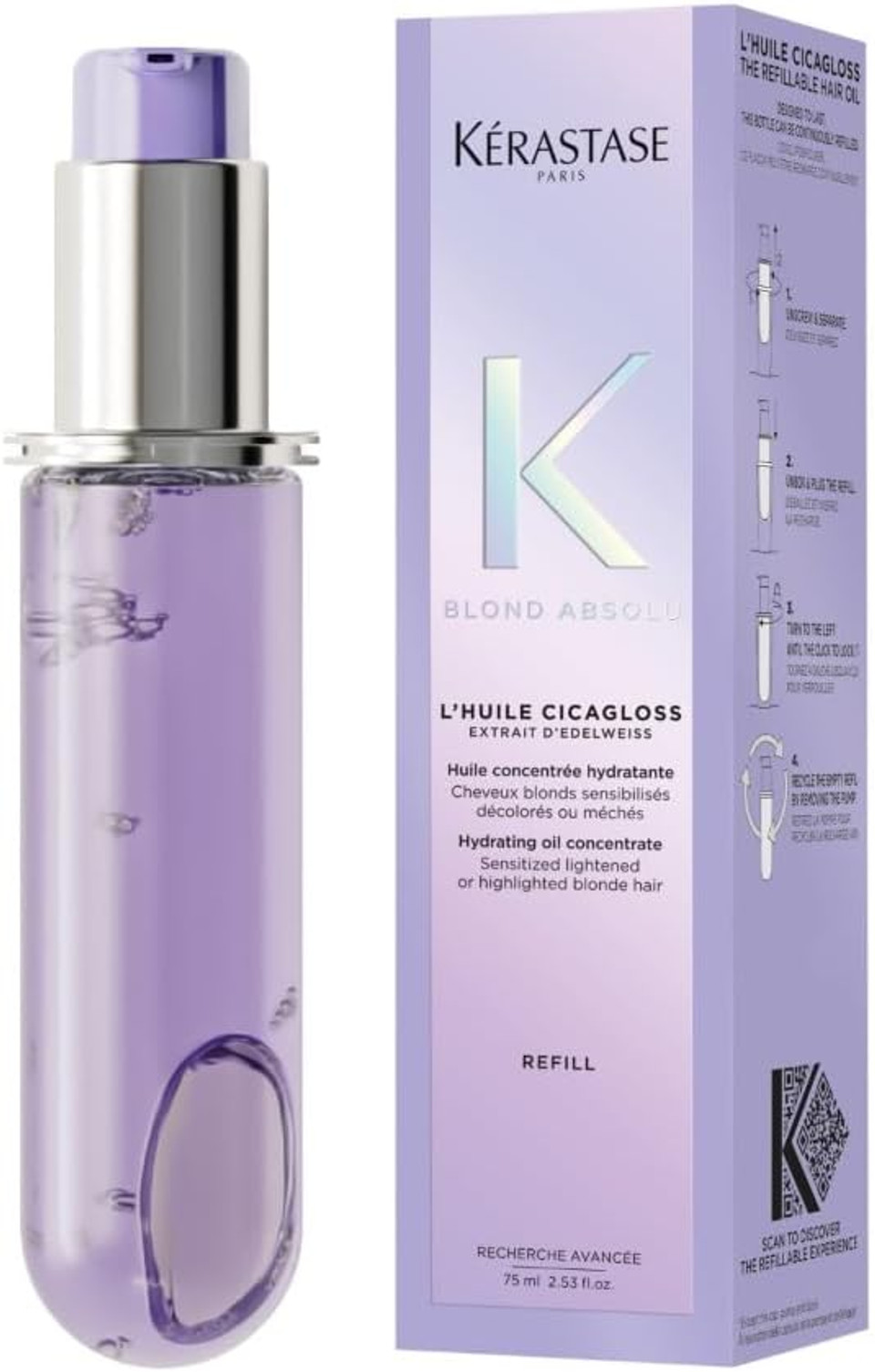 Kérastase Blond Absolu, Intense Blonde Strengthening Hair Oil, For Sensitised Lightened or Highlighted Hair, With Hyaluronic Acid & Edelweiss Flower Kérastase Blond Absolu, Intense Blonde Strengthening Hair Oil, For Sensitised Lightened or Highlighted Hair, With Hyaluronic Acid & Edelweiss Flower