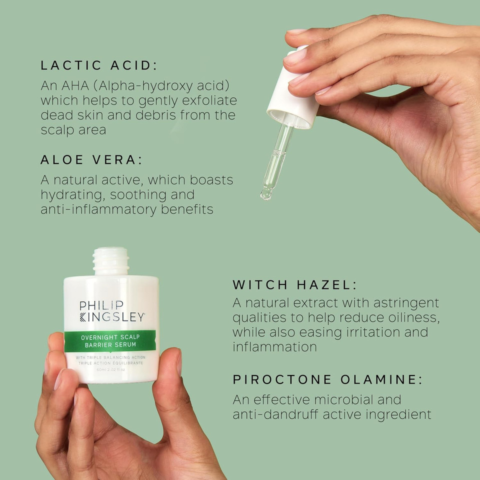 Philip Kingsley | Overnight Hydrating Hair Scalp Barrier Serum | Hydration Treatment for Dry, Itchy, Flaky, Oily Scalps | Triple Balancing Action, Scalp Care Products with Aloe Vera | 60ml