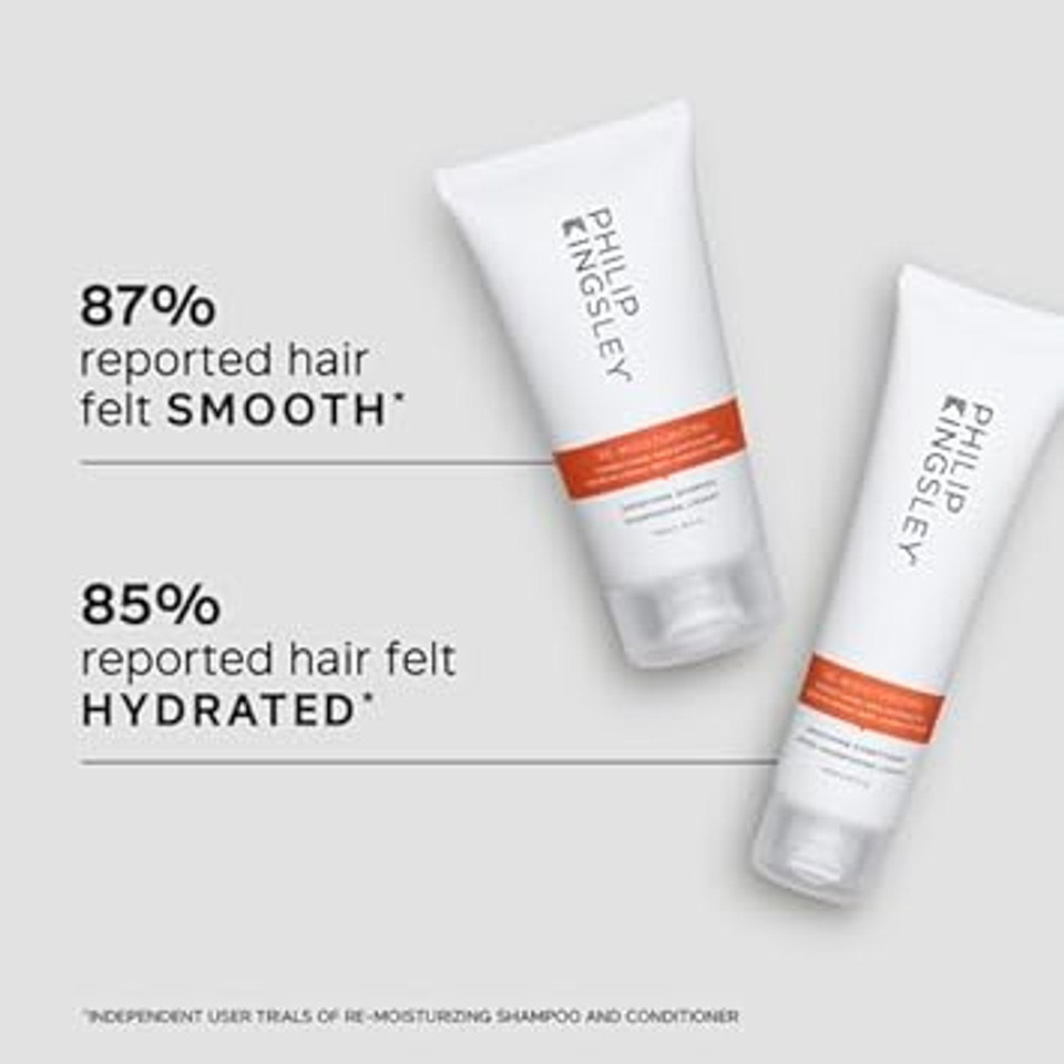 Philip Kingsley | Re-Moisturising Shampoo and Conditioner Set | Hydration Duo for Curly, Frizzy, Dry, Wavy Hair | Hydrates and Smooths Hair | 250ml and 200ml