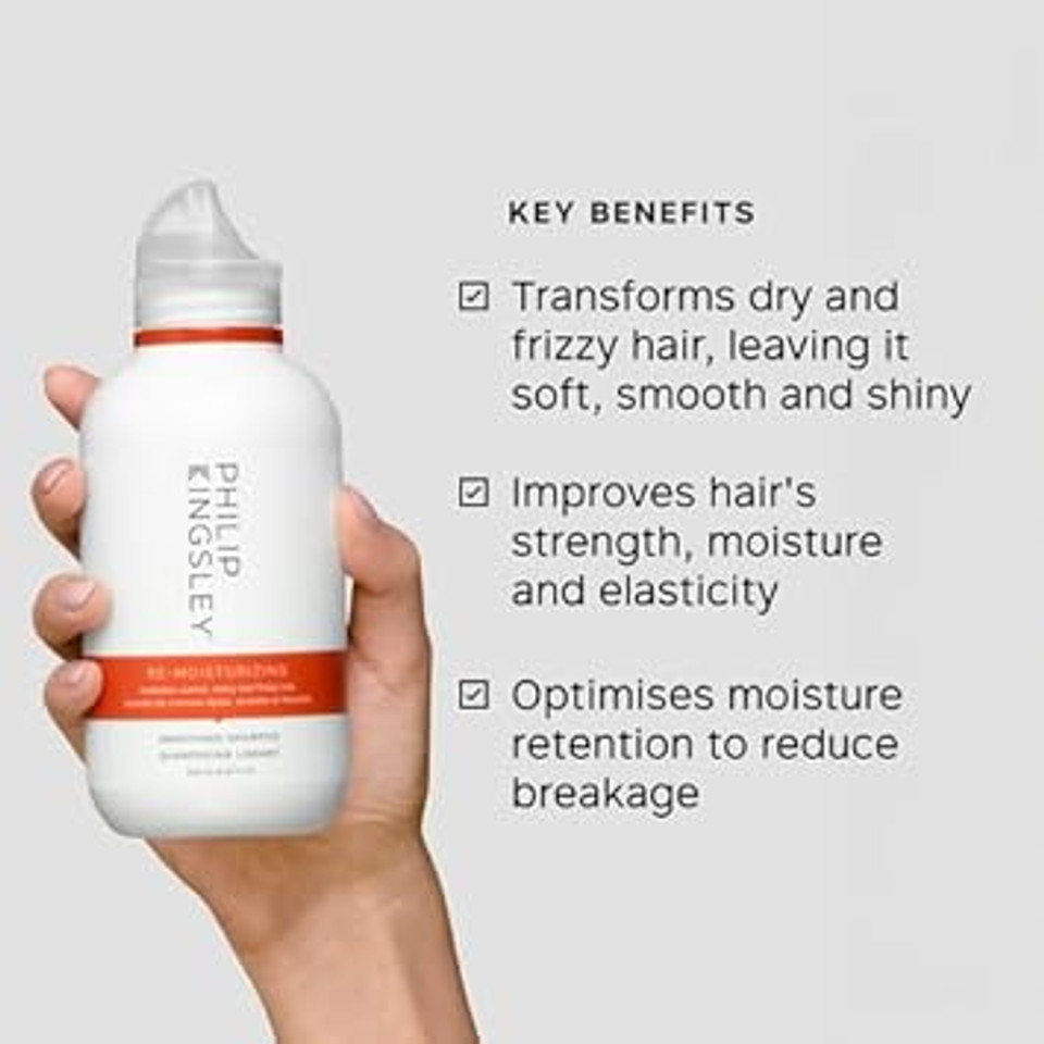 Philip Kingsley | Re-Moisturising Shampoo and Conditioner Set | Hydration Duo for Curly, Frizzy, Dry, Wavy Hair | Hydrates and Smooths Hair | 250ml and 200ml