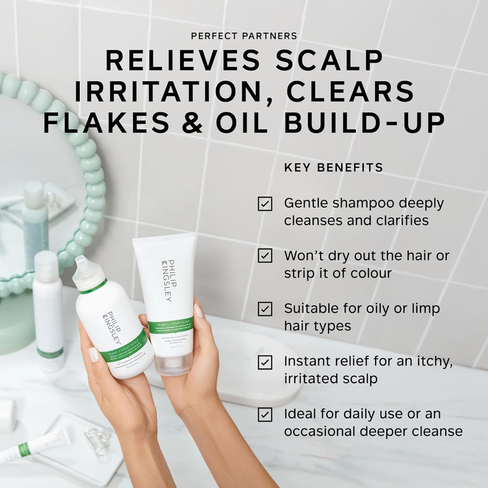 Philip Kingsley | Flaky/Itchy Scalp Shampoo and Conditioner Set | Anti-Dandruff Shampoo and Conditioner | Dry Oily Scalp Treatment | Soothes and Calms the Scalp | 2 Set | 250ml and 200ml