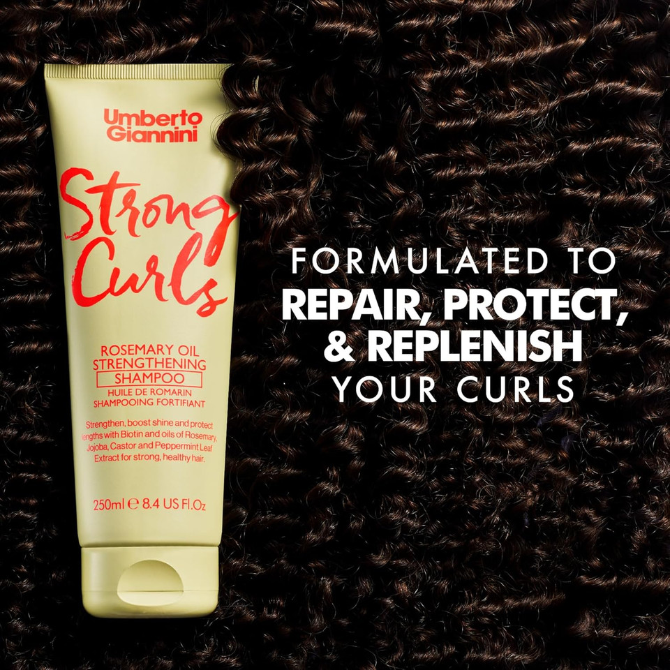 Umberto Giannini Curly Hair Routine Kit Strong Curls (6 Products) Wash & Style Curly, Coily, Wavy Hair: Includes Shampoo, Conditioner, Mousse, Curl Cream, Slick Gel + Rosemary Oil
