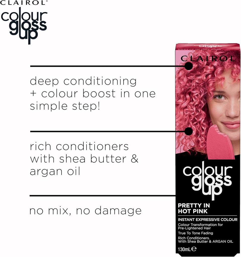 Clairol Colour Gloss Up Conditioner, Pretty In Hot Pink, 130ml