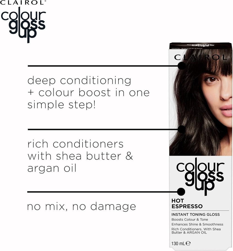 Clairol Colour Gloss Up Instant Toning Gloss, Hot Espresso, 130ml