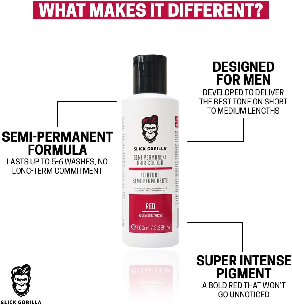 Slick Gorilla Vegan and Cruelty-Free Semi-Permanent GREEN Hair Colour (3.38 Fl Oz, 100 ml GREEN)