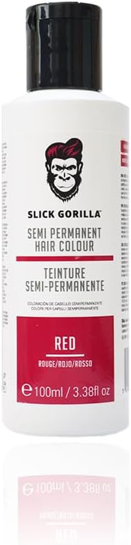 Slick Gorilla Vegan and Cruelty-Free Semi-Permanent RED Hair Colour (3.38 Fl Oz, 100 ml RED)