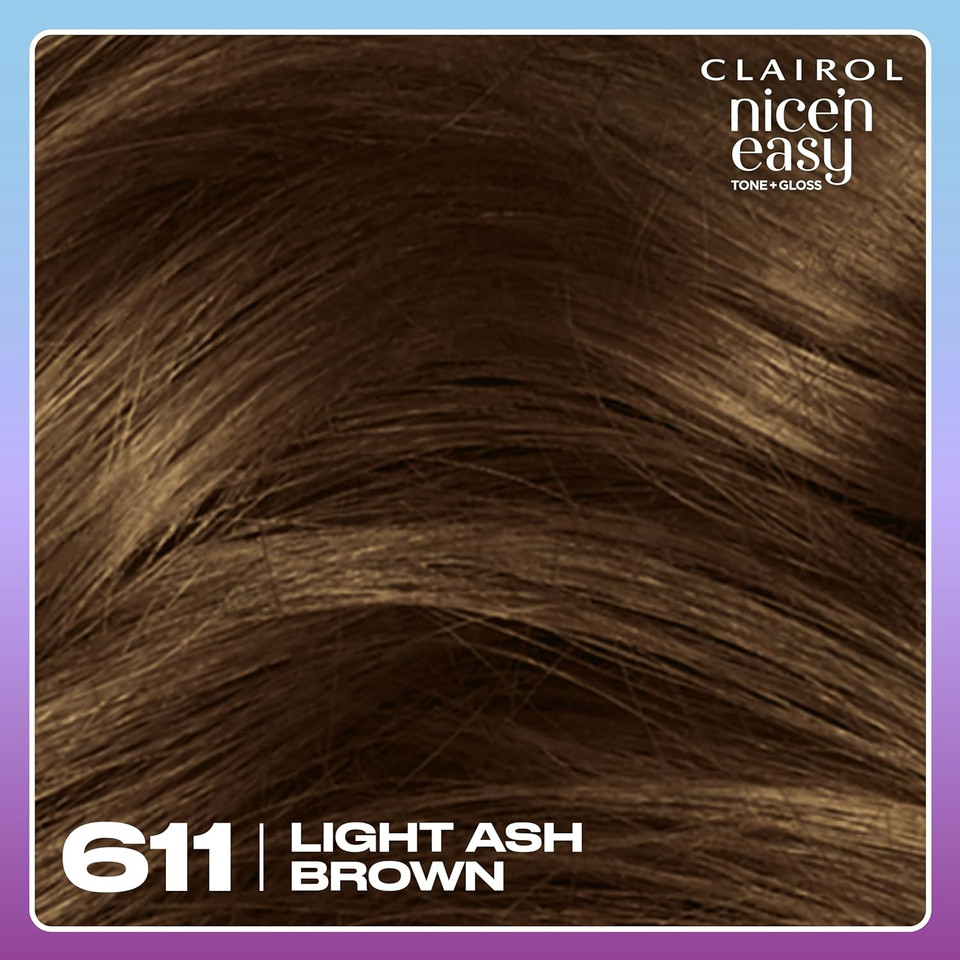 Clairol Nice'n Easy Tone+Gloss Semi Permanent Hair Dye - 611/75 Light Ash Brown