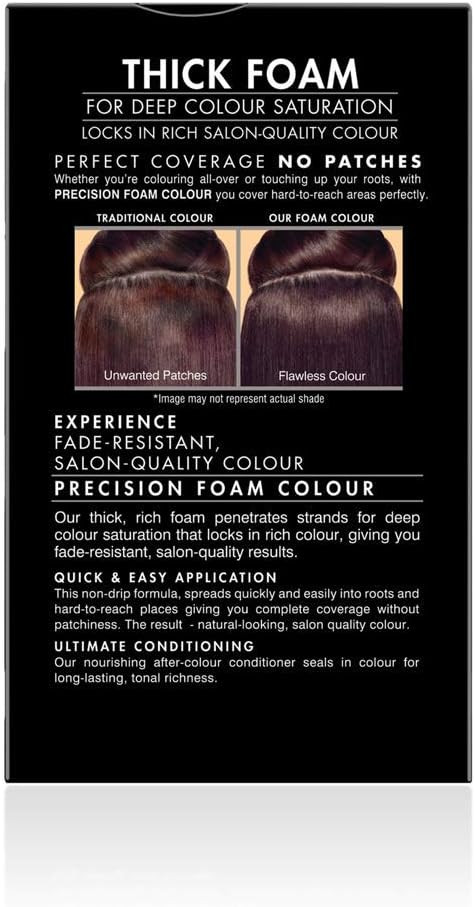 John Frieda Precision Foam Colour 4R, Salon-Finish Dark Red Brown Hair Dye, Permanent Dark Red Brown Hair Colour, 100% Grey Coverage (Pack of 2)