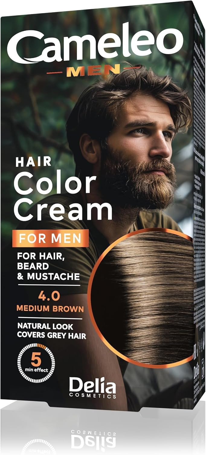 Cameleo Men - Permanent Hair Dye | Dark Brown Colour for Hair Beard & Moustache | Natural Colour Effect in 5 Minutes | Cover Grey Hair | Ammonia FREE | 30ml