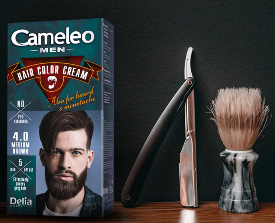 Cameleo Men - Permanent Hair Dye | Medium Brown Colour for Hair Beard & Moustache | Natural Colour Effect in 5 Minutes | Cover Grey Hair | Ammonia FREE | 30ml