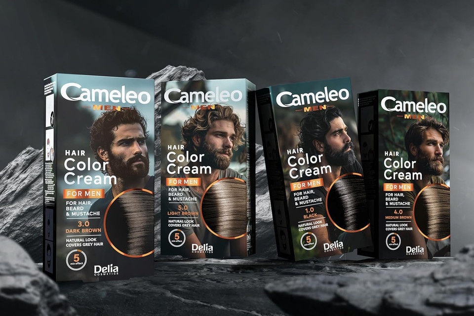 Cameleo Men - Permanent Hair Dye | Black Colour for Hair Beard & Moustache | Natural Colour Effect in 5 Minutes | Cover Grey Hair | Ammonia, PPD, Paraben FREE | 30ml