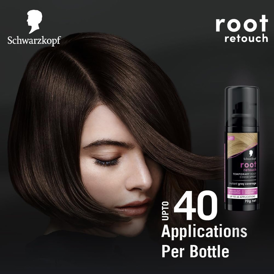 Schwarzkopf Root Retoucher, Instant Temporary Hair Dye Spray for Blonde Regrowth, 40 Applications - Blonde, Packaging May Vary