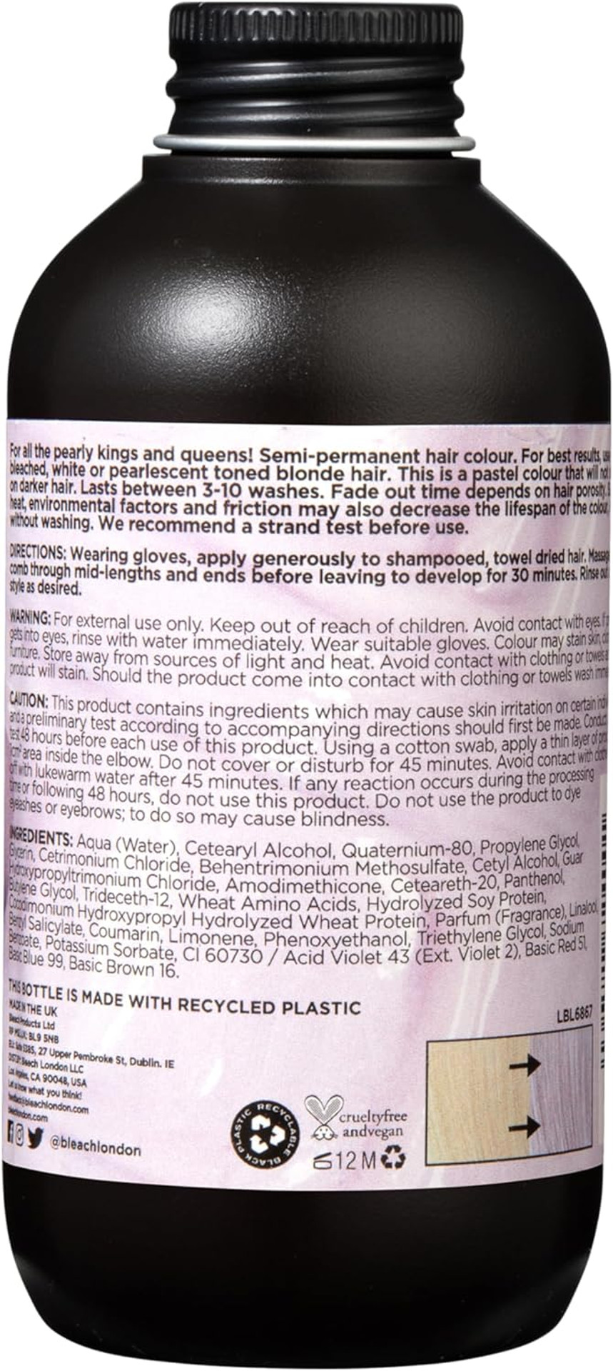 BLEACH LONDON Pearlescent Semi-Permanent Hair Colour Cream - Pearly Pink, Vegan, Cruelty Free, Vibrant Temporary Dye 150 ml