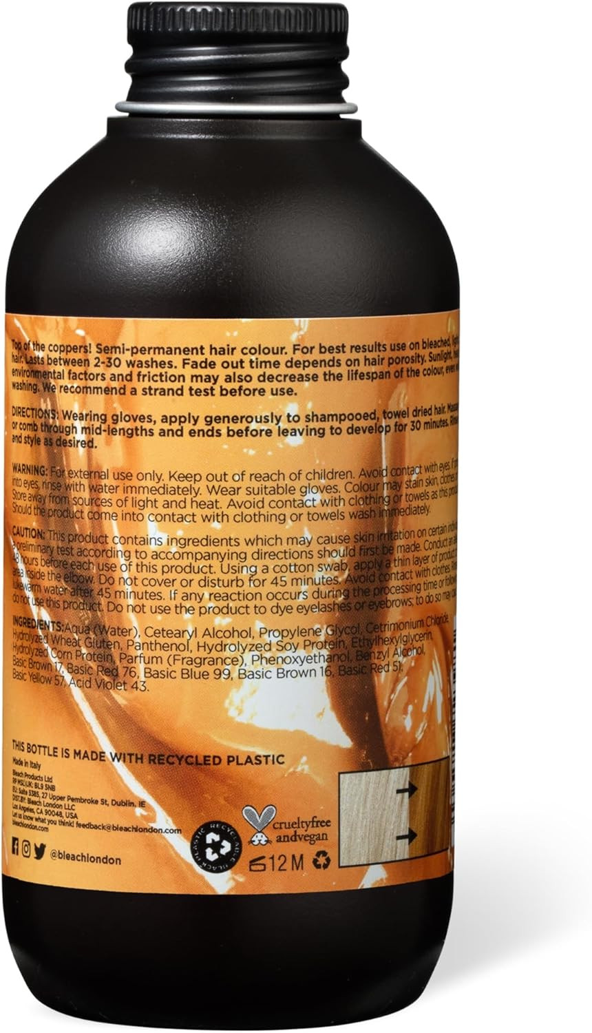 BLEACH LONDON Proper Copper Semi-Permanent Hair Colour Cream - Warm Auburn, Vegan, Cruelty Free, Vibrant Temporary Dye (150ml)