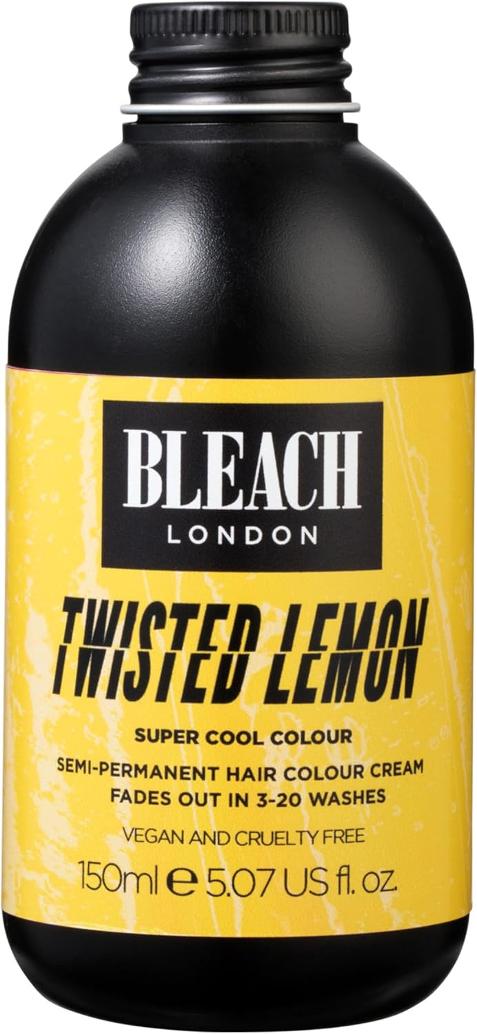 Bleach London Twisted Lemon Semi-Permanent Hair Colour Cream - Neon Yellow Vegan, Cruelty Free, Vibrant Temporary Dye 150 ml