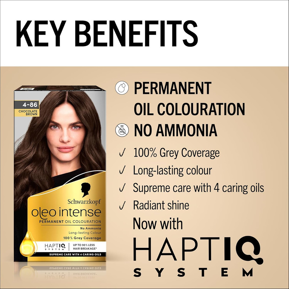 Schwarzkopf Oleo Intense Permanent Oil Colour 8-05 Beige Blonde Hair Dye, Perfect Grey Coverage, Conditioner with HaptIQ System, Long-Lasting Colour, Ammonia Free Hair Dye