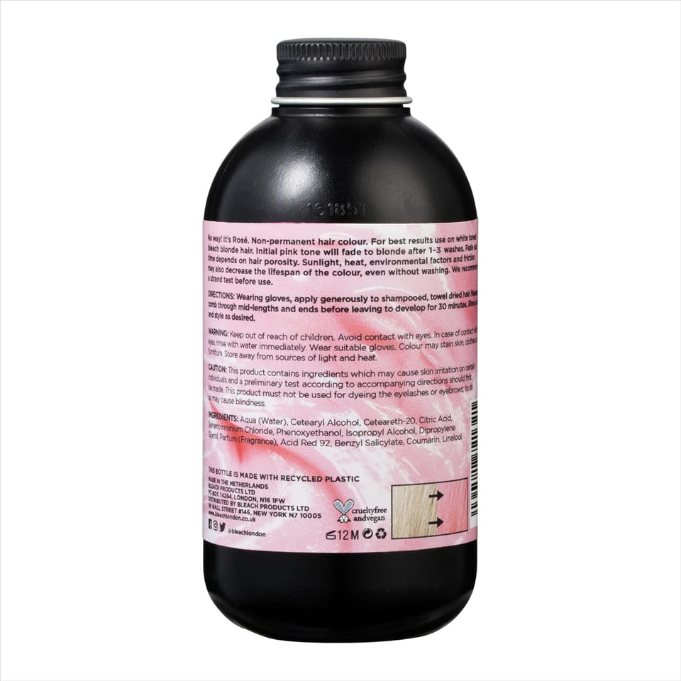 Bleach London Rose Color - Semi-Permanent Pastel Pink, Vegan, Cruelty Free, Temporary Hair Color Cream 5.07 fl oz