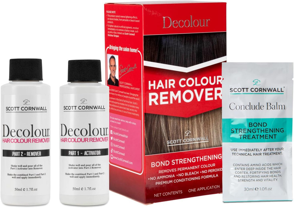 Scott Cornwall Decolour Hair Colour Stripper, Removes natural and artificial pigment, Ammonia-Free Colour Stripper and Lightener, Low-Peroxide Cruelty-Free